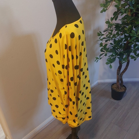 LOVE NATION Yellow and Black Pokodot Longsleeve Blouse Size 3X - Picture 3 of 12